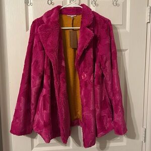 New Hot Pink Faux Fur Coat Medium